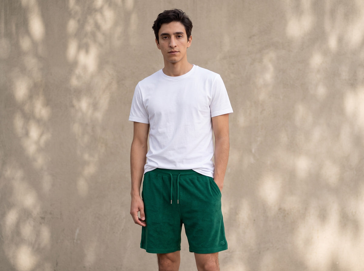 Shorts de toalla jade de 98 Coast Avenue