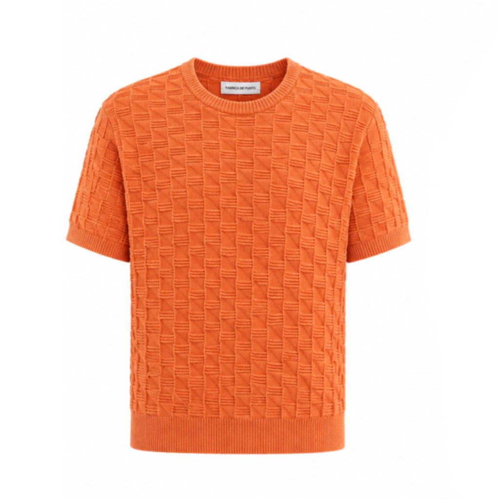 Fábrica de Punto | Playera Cuadros desaforados naranja